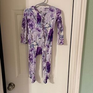 Purple Floral Kids One Piece Footie Bamboo